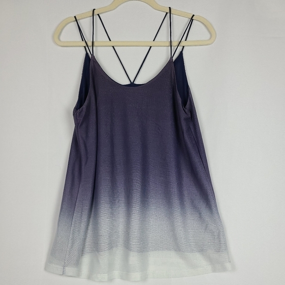 doe + rae Blue Ombre Spaghetti Strap Camisole Top Multi Straps Sparkle Size S - Picture 1 of 7